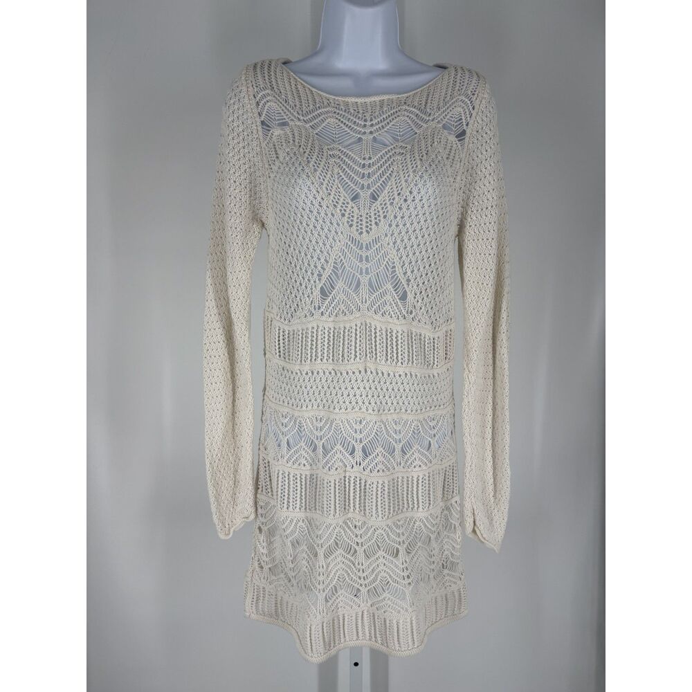 Abercrombie & Fitch Long-Sleeve Crochet-Style Mini Dress